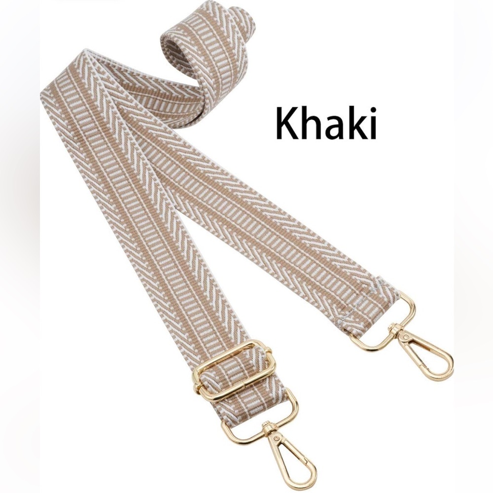 NEW| Boho Khaki/White Adjustable Crossbody Wide Bag Strap - Picture 12 of 12
